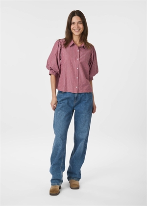 Etta soft stripe stone skjorte Dark Rose Neo Noir 